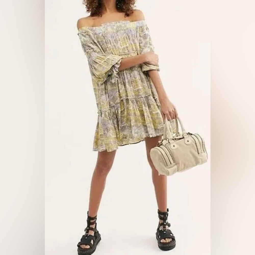 Free People off the shoulder printed swing dress. Size S